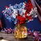 1 Set 4th of July Artificial Flowers with Glass Vase Patriotic Red Blue White Baby Breath Decoration Rustic Clear Lights Vase for Independence Day Floral Arrangement Table Centerpieces Gifts